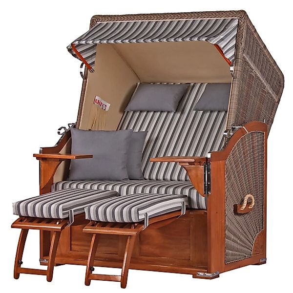 bene,iving Strandkorb Komplettset Schaalsee Mahagoni PE grau Modell 545 günstig online kaufen