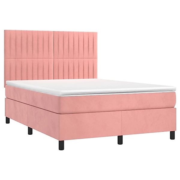 vidaXL Boxspringbett mit Matratze & LED Rosa 140x200 cm Samt 3136250 günstig online kaufen