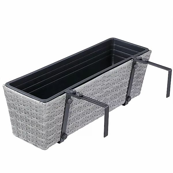 Polyrattan Blumenkasten 2er-Set Grau günstig online kaufen