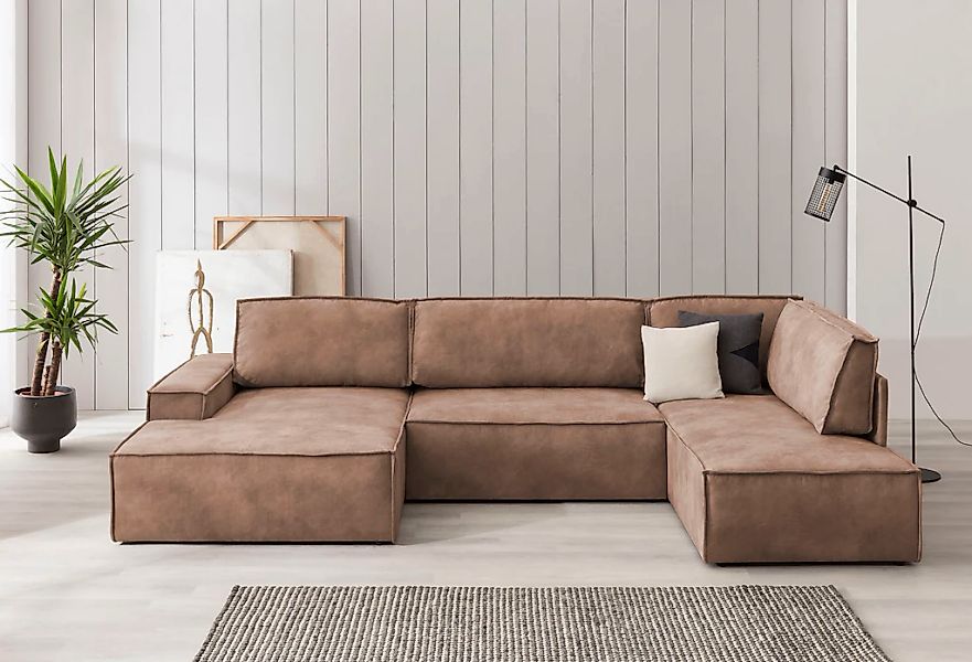 Home affaire Wohnlandschaft "SHERWOOD 329 cm, U-Form, Schlafsofa," Schlaffu günstig online kaufen