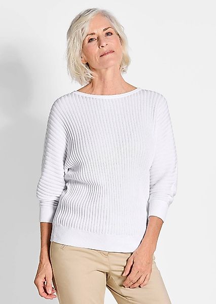 GOLDNER Strickpullover Kurzgröße: Baumwollmix mit Fledermausärmeln günstig online kaufen