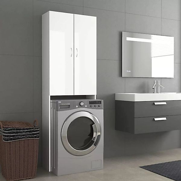 vidaXL Waschmaschinenumbauschrank Waschmaschinenschrank Hochglanz-Weiß 64x2 günstig online kaufen