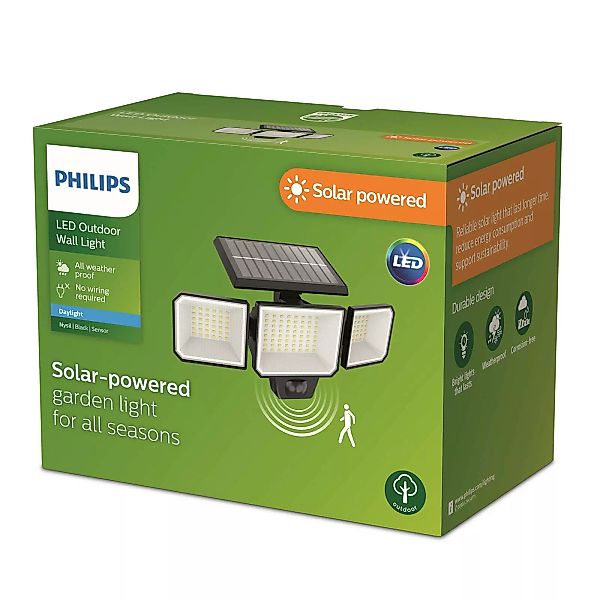 Philips LED-Solar-Wandleuchte Nysil, 3-flammig, Sensor günstig online kaufen