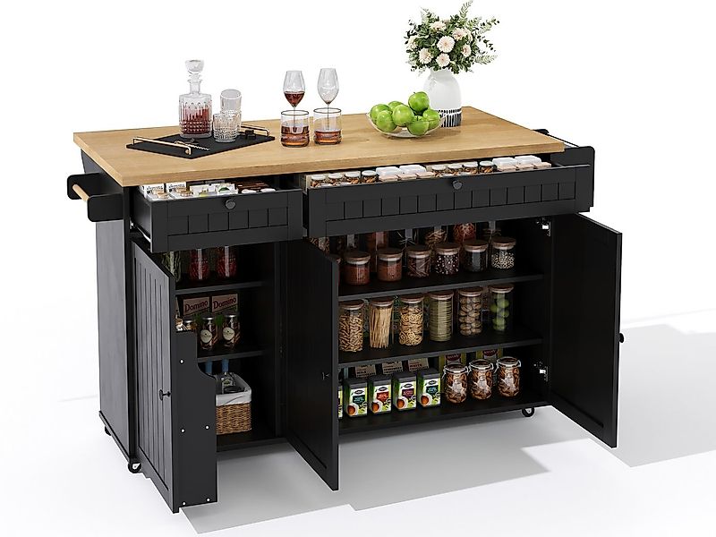 SeedWave Kücheninsel Rollwagen mit Klappbarer Tischplatte, 2 Schubladen, 6 günstig online kaufen