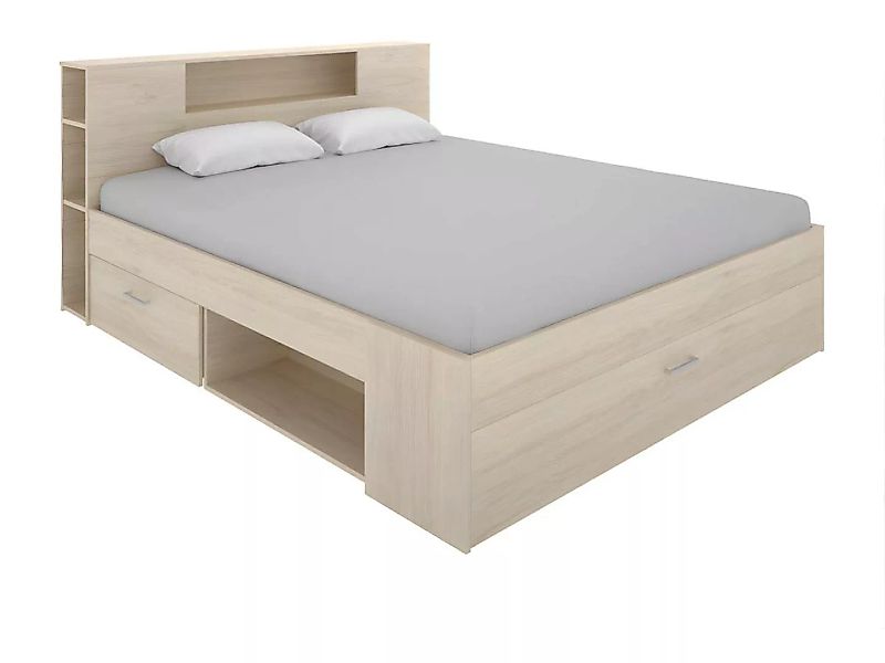 Bett mit Stauraum & Schubladen - 140 x 190 cm - Naturfarben - LEANDRE günstig online kaufen