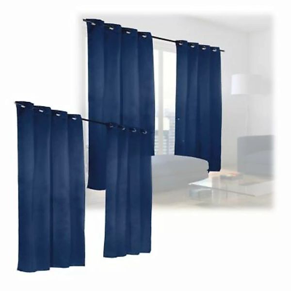relaxdays 4 x Vorhang blau 245 x 135 cm dunkelblau günstig online kaufen