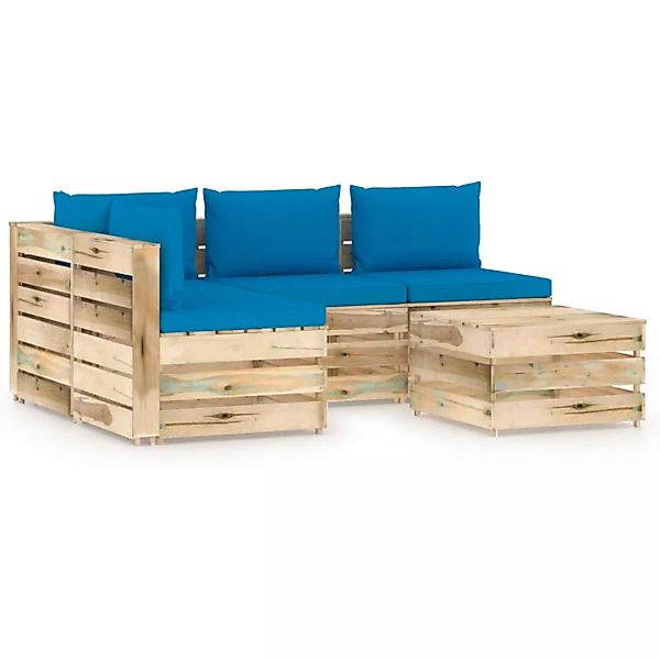 5-tlg. Garten-lounge-set Mit Kissen Grün Imprägniertes Holz günstig online kaufen