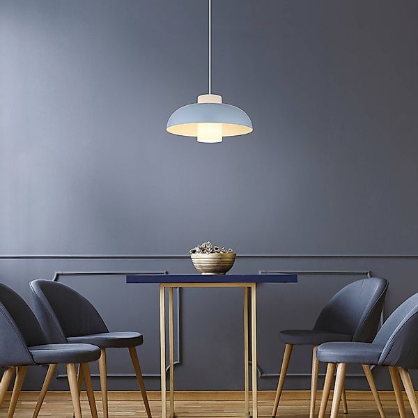 Pendellampe Lowe, blau matt, Ø 38 cm, Metall günstig online kaufen