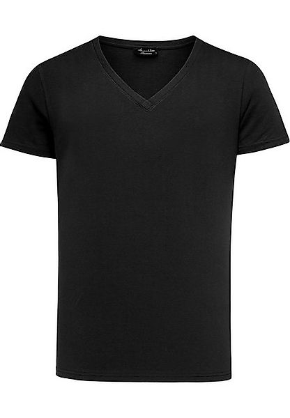 Amaci&Sons T-Shirt EUGENE Basic T-Shirt mit V-Ausschnitt Herren Einfarbig V günstig online kaufen
