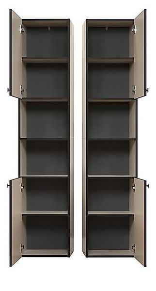 Furn.Design Hochschrank Calmed (Badschrank in Cashmere grau, Staboptik, 2-t günstig online kaufen