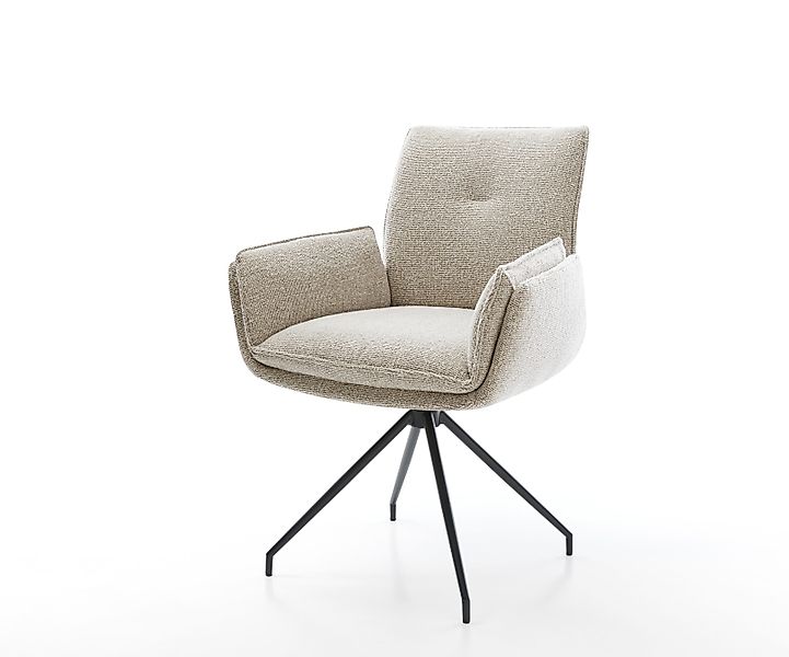Esszimmerstuhl Nela-Flex Webstoff Soft Beige Kreuzgestell konisch Schwarz günstig online kaufen