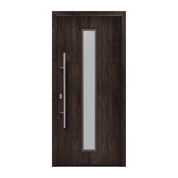 EcoStar Haustür Isopro IP 020S Eiche Dunkel 110 cm x 210 cm DIN L günstig online kaufen