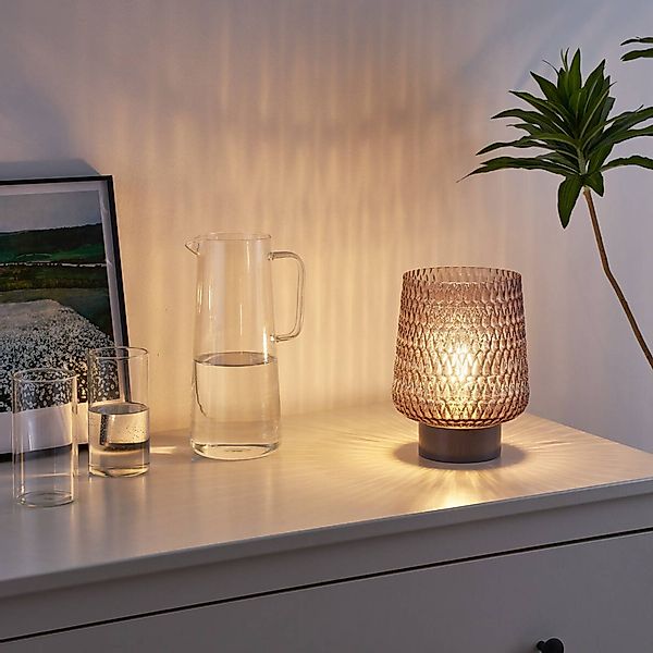 Pauleen LED Tischleuchte Sparkling Glamour mobile Grau Glas/Metall, Leuchtm günstig online kaufen