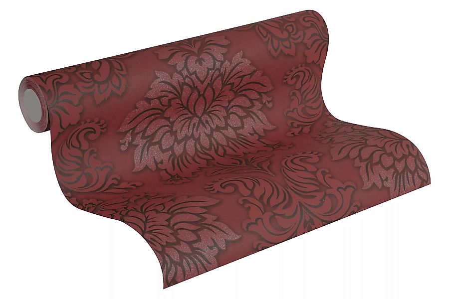 Bricoflor Rote Tapete mit Glitzer Barock Tapete in Weinrot Elegant Neobaroc günstig online kaufen