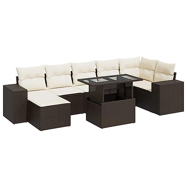 vidaXL 8-Tlg Garten-Sofagarnitur mit Kissen Braun Poly Rattan 3326844 günstig online kaufen