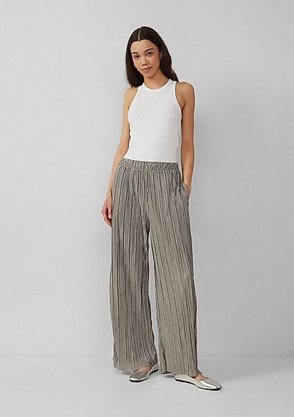 QS Chinos Hose Plissierte Wide-Leg-Hose günstig online kaufen