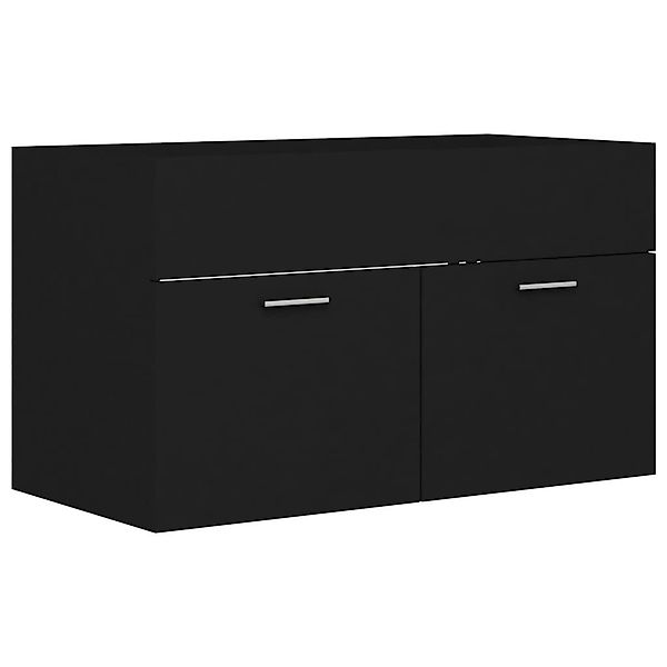 vidaXL Badezimmer-Set Waschbeckenunterschrank Schwarz 80x38,5x46 cm günstig online kaufen