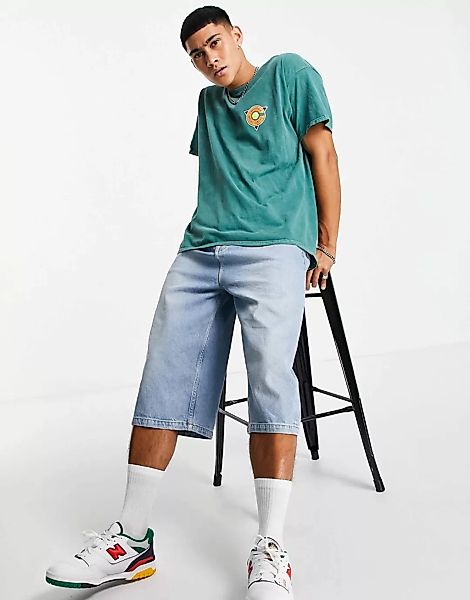 Topman – Oversize-T-Shirt in Grün mit California-Print günstig online kaufen