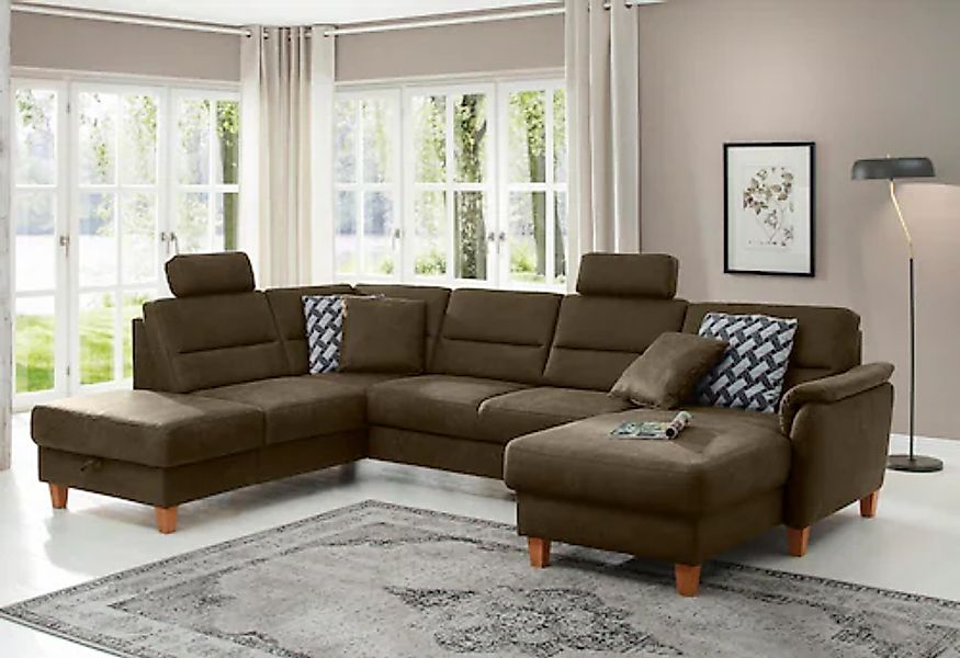 Home affaire Wohnlandschaft »Palmera U-Form, B: 308 cm« optional Bettfunkti günstig online kaufen