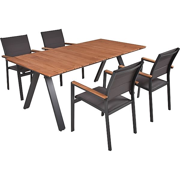 Garden Pleasure Gartenmöbel-Set Set-04 Davina 5-teilig Schwarz-Braun FSC® günstig online kaufen