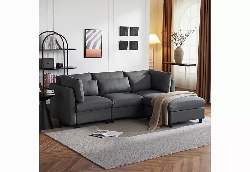 KLAM HOME 4-Sitzer Ecksofa Loungesofa Polstergarnitur Sofagarnitur für 3-4 günstig online kaufen