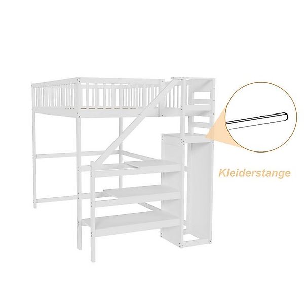 STILVORA Kinderbett 140x200 Kinderbett mit treppe und regal,Jugendbett ohne günstig online kaufen