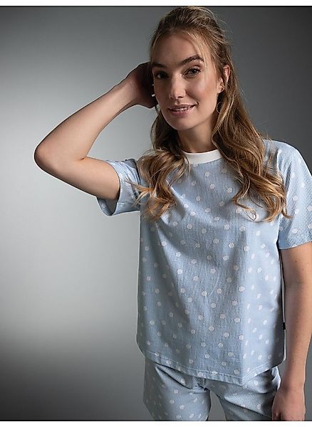 Trigema T-Shirt TRIGEMA Cropped T Shirt mit Allover "Punkt" Muster (1-tlg) günstig online kaufen