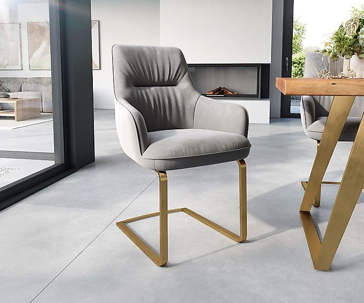 DELIFE Polsterstuhl Zelia-Flex, mit Armlehnen Freischwinger günstig online kaufen