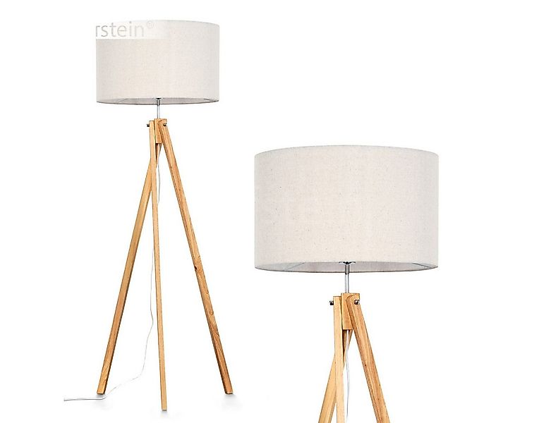 hofstein Stehlampe Stehlampe aus Holz/Stoff in Naturfarben/Beige/Weiß, ohne günstig online kaufen