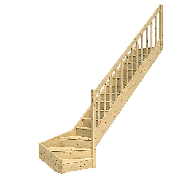 Dolle Raumspartreppe Paris 1/4-gew. Rechts Setzstufe Fichte R-Geländer FSC® günstig online kaufen
