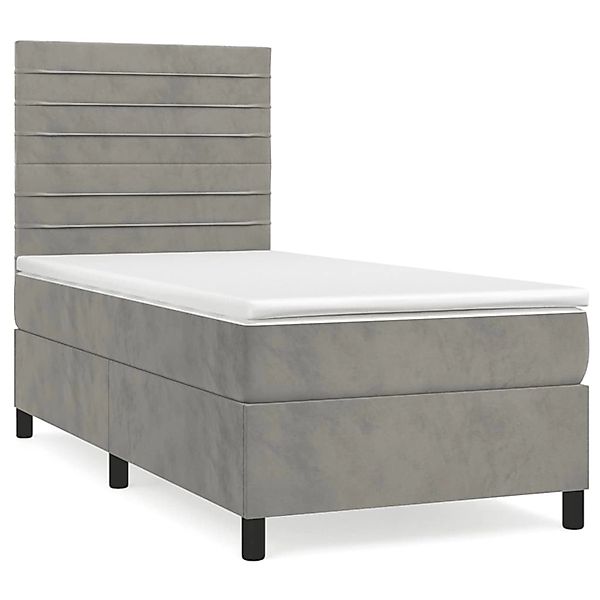 vidaXL Boxspringbett mit Matratze Hellgrau 90x190 cm Samt1537925 günstig online kaufen