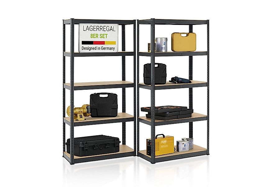 Juskys Schwerlastregal Basic, 8-tlg., Regalsystem mit 40 Einlegeböden, je 1 günstig online kaufen