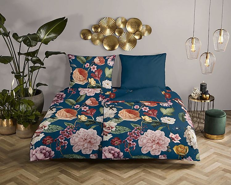 Descanso Wendebettwäsche "Fiori" 3 Stk. tlg. Baumwolle, Satin, 135x200, Bie günstig online kaufen