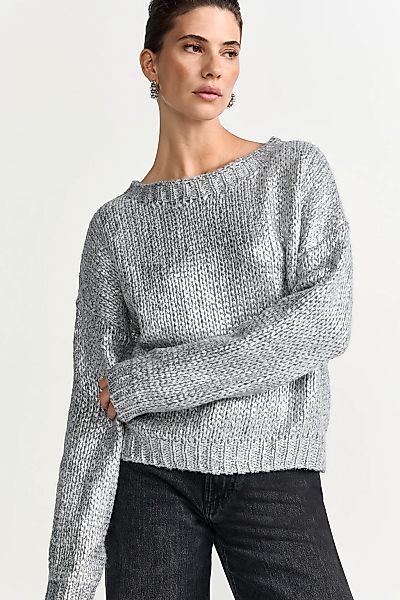 RICHROYAL Strickpullover in Metallic-Optic, kastiger Schnitt, Grobstrick günstig online kaufen