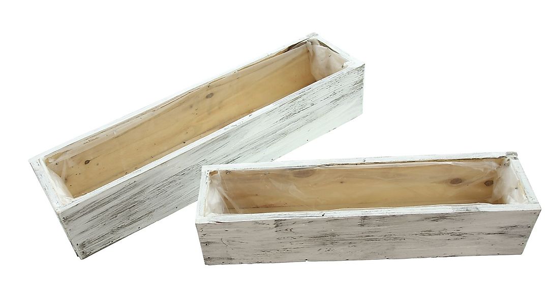 Frank Flechtwaren Balkonkasten, Pflanzer Shabby-White 2er günstig online kaufen