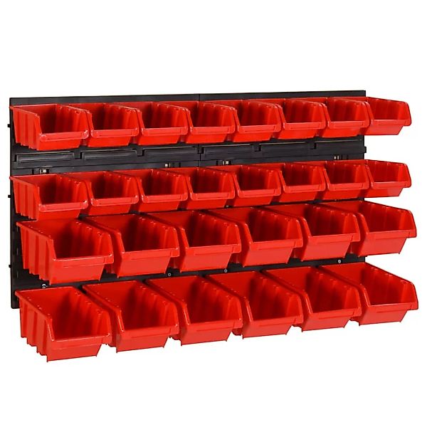 Vidaxl 30-tlg Stapelboxen-wandregal Rot & Schwarz 77x39cm Polypropylen günstig online kaufen