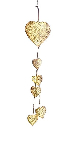 Dekoleidenschaft Dekohänger mit 6 beleuchteten Herzen in weiß 65 cm hoch, L günstig online kaufen