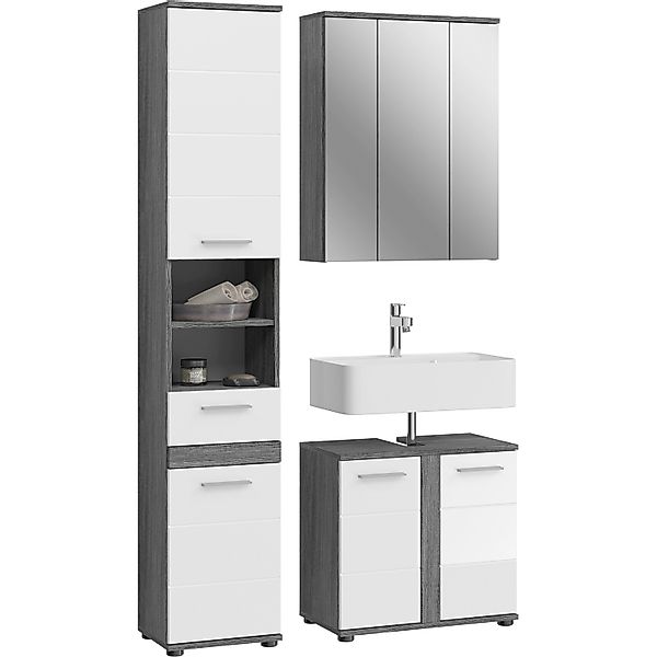 Badmöbel-Set Blake Hochglanz Weiß 114 cm 3-tlg. günstig online kaufen