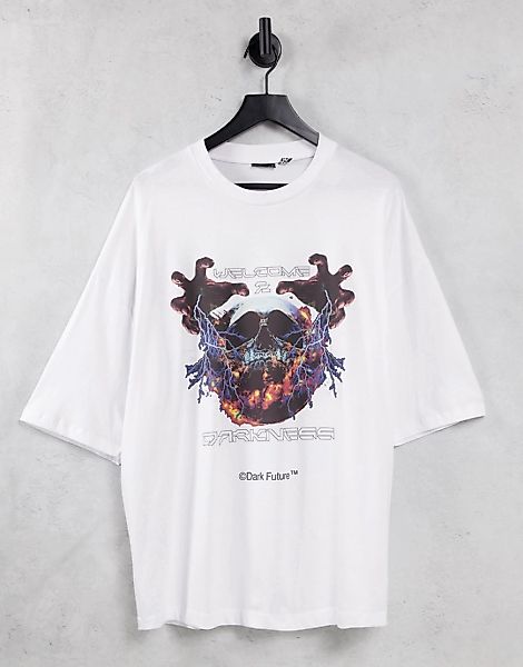 ASOS Dark Future – Oversize-T-Shirt in Weiß mit Totenkopf-Grafik vorne günstig online kaufen