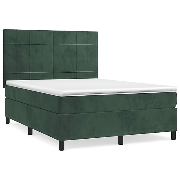 vidaXL Boxspringbett mit Matratze Dunkelgrün 140x190 cm Samt 3143022 günstig online kaufen