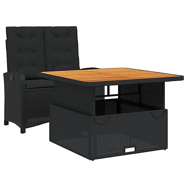 vidaXL 2-Tlg Garten-Essgruppe mit Kissen Schwarz Poly Rattan 3277331 günstig online kaufen