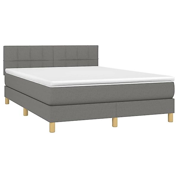 vidaXL Boxspringbett mit Matratze & LED Dunkelgrau 140x200 cm Stoff 3133718 günstig online kaufen