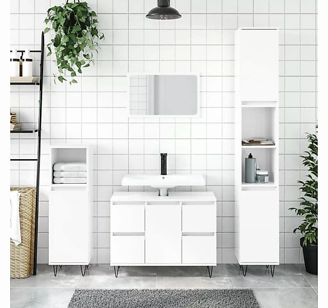 vidaXL Badezimmerspiegelschrank Badschrank Hochglanz-Weiß 80x33x60 cm Holzw günstig online kaufen