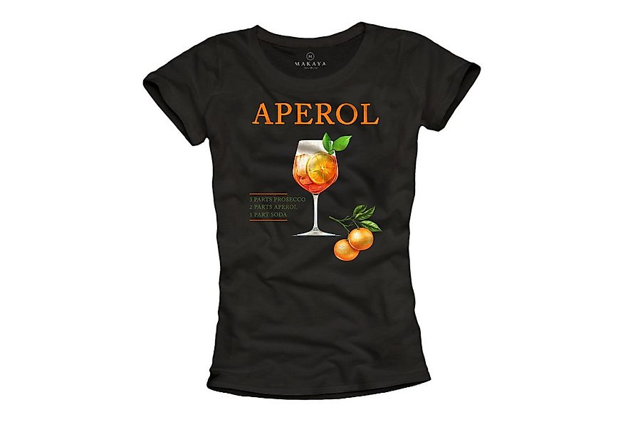 MAKAYA Print-Shirt Damen mit Aperol Spritz Gläser und Orangen Motiv Basic S günstig online kaufen