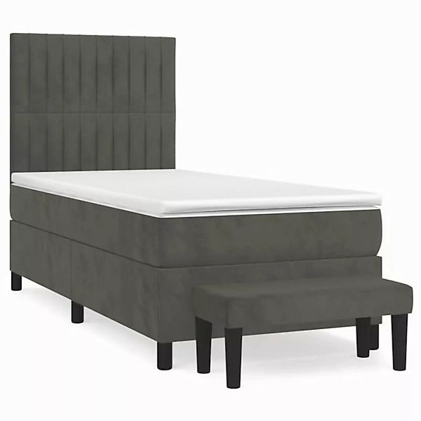 vidaXL Boxspringbett Boxspringbett mit Matratze Dunkelgrau 90x190 cm Samt B günstig online kaufen