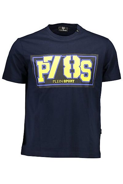 PLEIN SPORT T-Shirt Blaues Herren T-Shirt mit Print & Kontrastdetails - günstig online kaufen