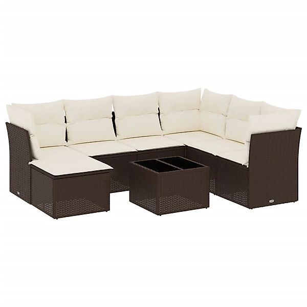 vidaXL 8-Tlg Garten-Sofagarnitur mit Kissen Braun Poly Rattan 3218003 günstig online kaufen