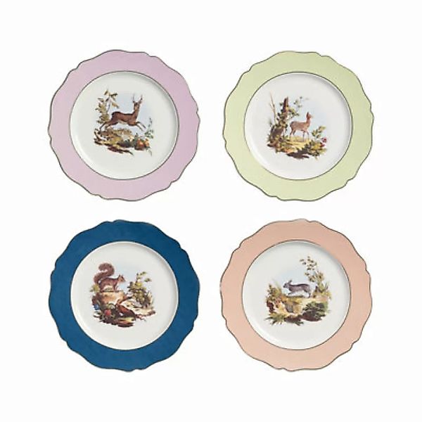 Dessertteller Fauna keramik bunt / 4er-Set - Ø 21.5 cm / Porzellan - & klev günstig online kaufen
