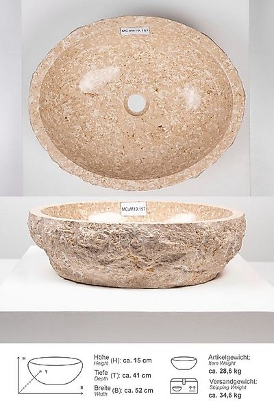 wohnfreuden Aufsatzwaschbecken Erosi Marmor Waschbecken 50 cm creme (Kein S günstig online kaufen