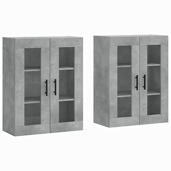 vidaXL Hängeschrank Wandschränke 2 Stk Betongrau Spanplatte Glas Vitrine Hä günstig online kaufen